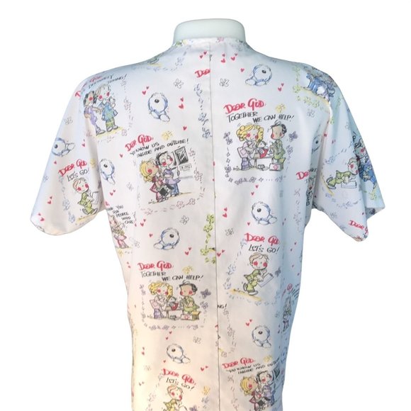 Dear God Kids Scrub Small White Raglan Sleeves 2 pockets V neck poly Cotton SNAG - Picture 2 of 8